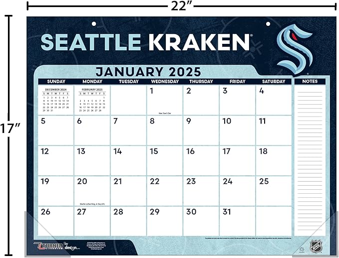 Turner Sports Seattle Kraken 2025 22x17 Desk Calendar (25998061587)