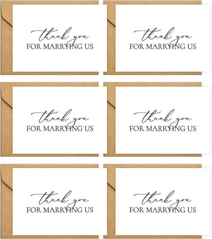 6 Pieces Wedding Day Card, Thank You for Marrying Us, Thank You Card for Officiant, Priest, Minister, Judge, Pastor Gifts.(Thank You - 6cards A)