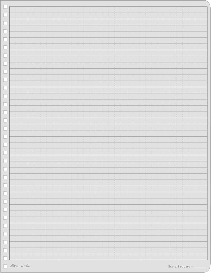 Rite in the Rain Weatherproof Side Spiral Notebook, 8.5" x 11", Black Cover, Universal Page Pattern (No. 773-MX)