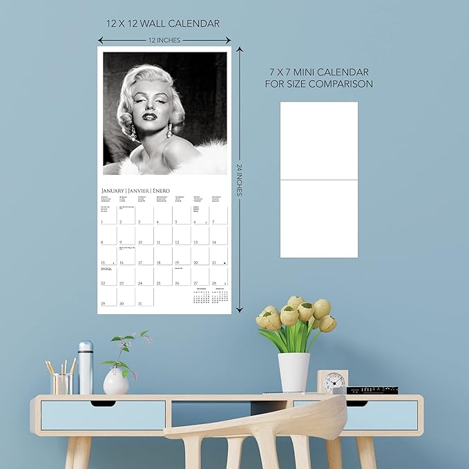 Graphique 2023 Marilyn Monroe Wall Calendar | 12” x 12” | Thick Paper | Home & Office Organizer | Large Monthly Grid | 3 Languages & Marked Holidays | 4 Month Preview Page for 2024…