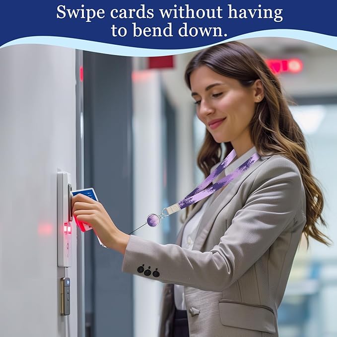 Giancomics Lanyards for Id Badges, Forest Lanyards with Retractable Reel, Waterproof ID Badge Holder for Cruise Ships Cards Key, Cute Work Name Tag Zip Card Protector for Women 2 Pack