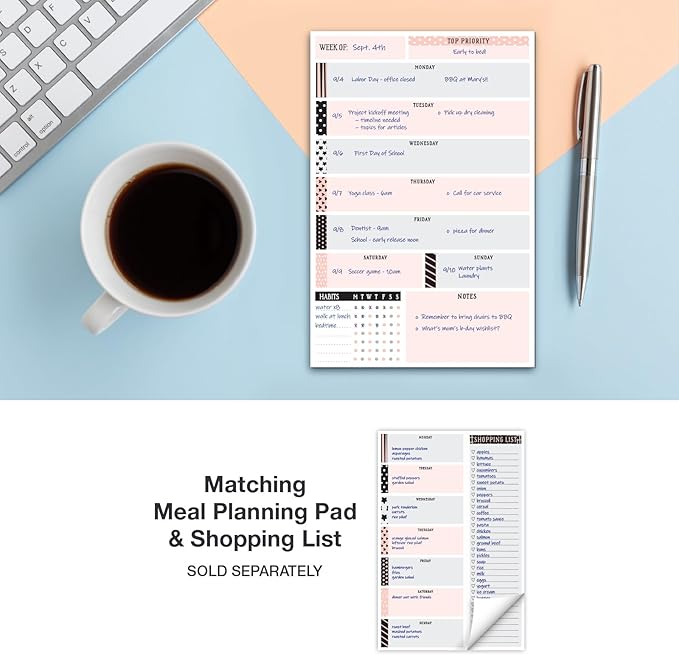 Global Printed Products 6" x 9" Vertical to-Do List and Weekly Planning Pad, 60-Sheets, Scrapbook