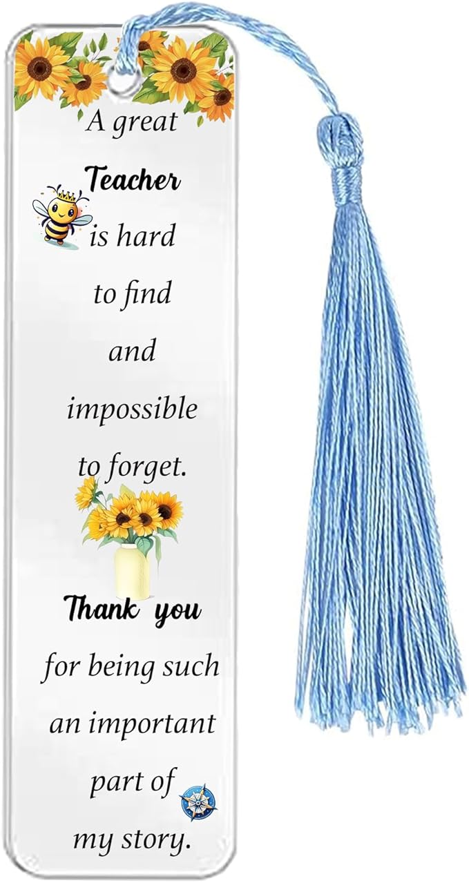 Teachers Gifts for Women Men Acrylic Plaque Bookmark Set Birthday Gifts for Professor Personalised Thank You Keepsake Bookmarker Teacher's Day Christmas Appreciate Graduation Gifts from Class Students