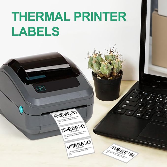 12 Rolls 2.25" X 1.25" Thermal Printer Labels, 1000/Roll - Direct Thermal Labels Compatible with Zebra & Rollo Printers