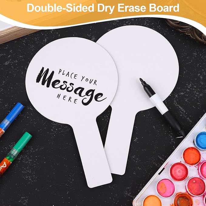 25 Pieces Dry Erase Answer Paddles Handheld Double Sided Paddles Mini White Boards Small White Board Dry Erase Signs Auction Paddles for Students Classroom Voting Games
