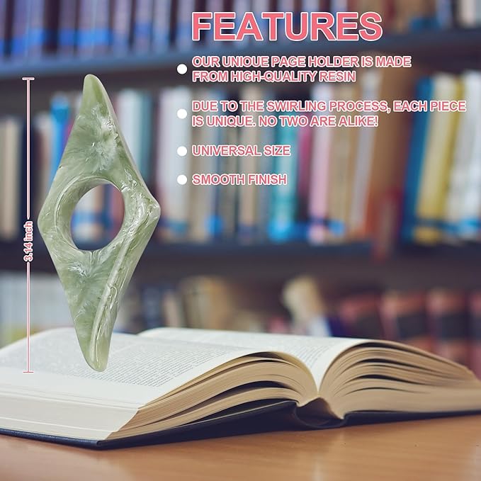 Thumb Page Holder for Reading 2Pack, Energy Pattern Thumb Bookmark, Book Opener Holder, Book Finger Page Holder, Book Accessories for Reading Lovers(Pink and Olive-Green)
