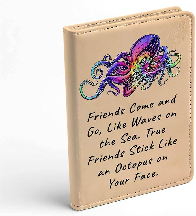 Friendship Gift Best Friends Leather Notebook Octopus Gift Leather Journal Notebook Christmas Birthday Gift for Friends Sister Brother (friends come)