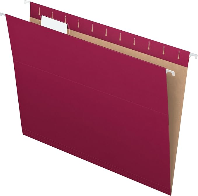 Pendaflex PFX81613 Recycled Hanging Folders, Letter Size, Burgundy, 1/5 Cut, 25/BX (81613)
