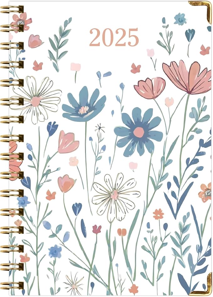 HARDCOVER 2025 Planner, 5.5"x8": 14 Months (November 2024 - December 2025), Daily Weekly Monthly Planner, Yearly Agenda, Bookmark, Pocket Folder and Sticky Note Set (Colorful Botanicals)
