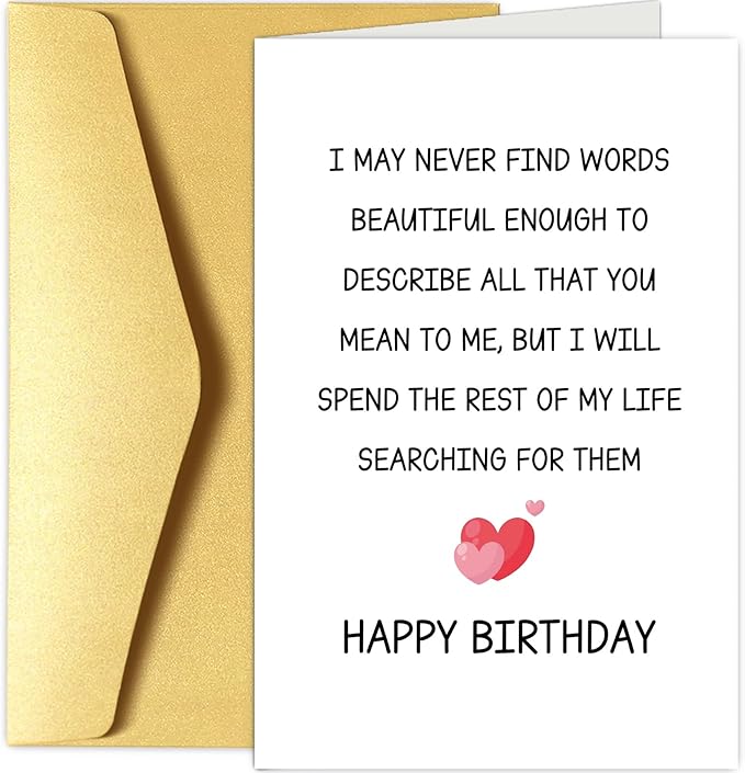 Chenive Sweet Birthday Card for Him Her, Romantic Poem Birthday Card for Husband Wife, Happy Birthday Card for Boyfriend Girlfriend Soulmate, Love of My Life