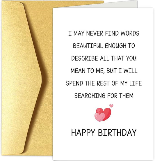 Chenive Sweet Birthday Card for Him Her, Romantic Poem Birthday Card for Husband Wife, Happy Birthday Card for Boyfriend Girlfriend Soulmate, Love of My Life