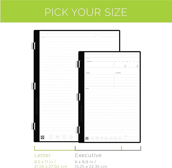 Rocketbook Pro Planner Page Pack | Scannable Rocketbook Pro Pages for To Do Lists and Agendas - Write, Scan, Erase, Reuse | 20 Sheets | Executive Size: 6 in x 8.8 in, White