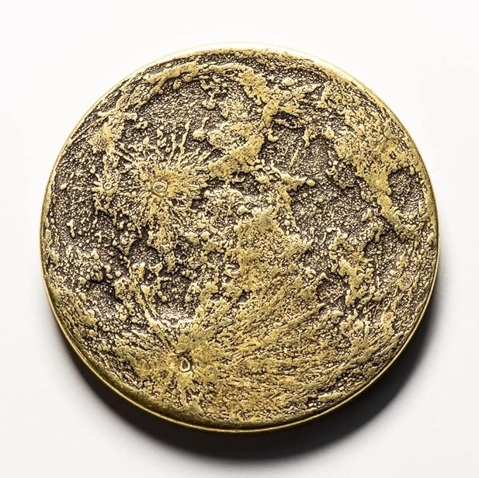 The Sun and Moon Worry Coin - Aztec Sun Stone Calendar and Moon