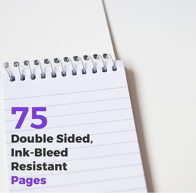 Small Notebooks, Spiral Notepads 3x5 - (Pack of 10) Pocket Notebook, Memo Pads For Home, Office, College, School - Lined College Ruled Paper - 5 Colored Notebooks, 75 Sheets Per Notebook