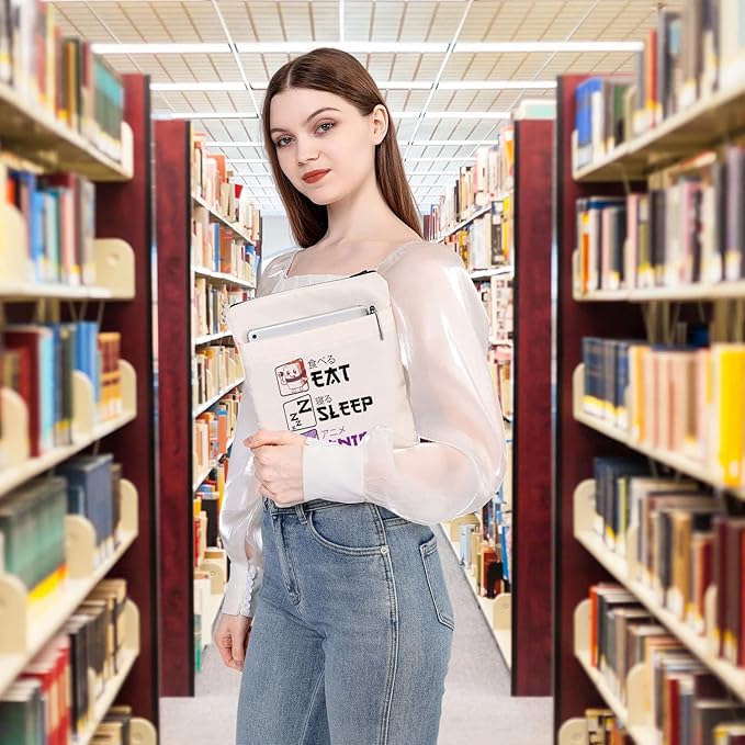 PLITI Eat Sleep Anime Repeat Cute Kawaii Manga Gift Anime Book Sleeve Anime Lover Gift Japanese Anime Fans Gift (Sleep Anime Repeat BS)