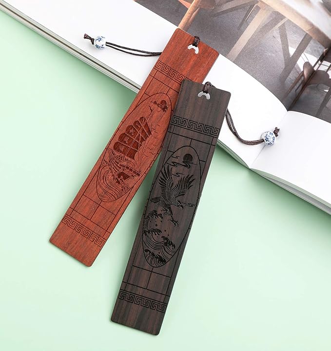 Wooden Bookmark Engraved Book Mark Vintage Style Best Unique Gifts Set for Book Lovers,Women,Men,Teacher,Birthday Present
