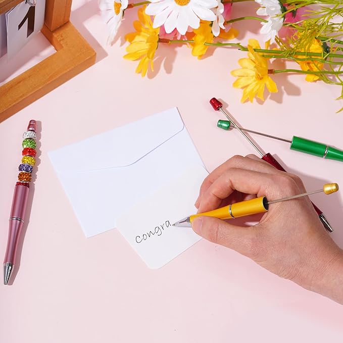 jiebor 30Pcs Beadable Pens Plastic Bead Pen Black Ink Ballpoint Pens Diy Pens Cute Cool Pens for Students Teacher Bridal Journaling Graduation Gift Office School Supplies