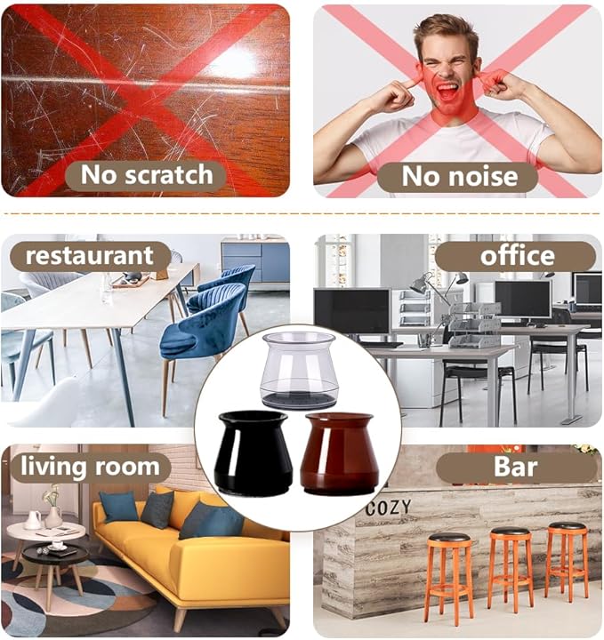 BUMACO Chair Leg Floor Protectors Chair Leg Protectors for Hardwood Floors Silicone Pads Covers to Protect Floors (Brown-20 Pcs, Universal L (1.3"-2")