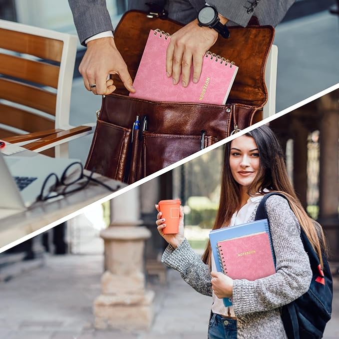 Spiral Notebook College Ruled Soft Cover Suede Aesthetic Note book 160Pages 8.5" x 6.34" For Work Note taking,Journals For Writing School Office With Double-Sided Pocket,100GSM Thick Paper