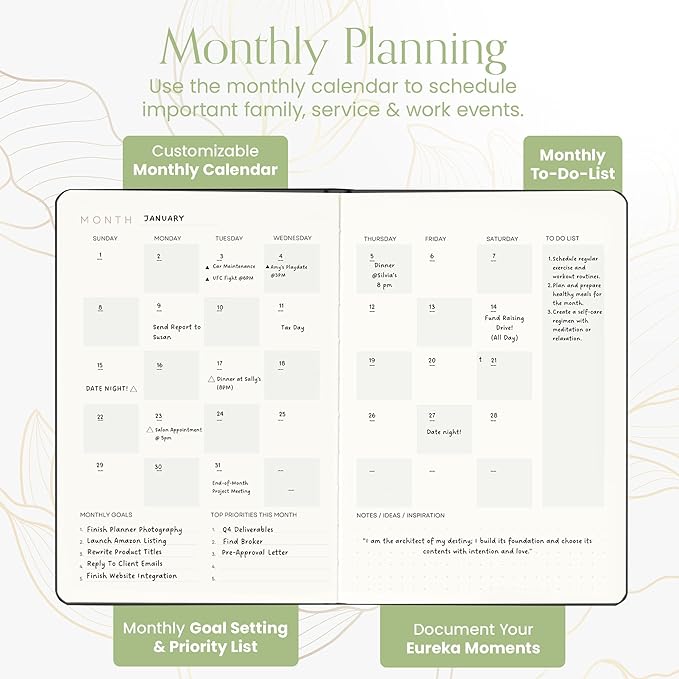 2025 Planner, Daily Journal & Gratitude Journal All-In-One with To Do List, Self Care Prompts & Habit Tracker - 7 x 10 - Morning