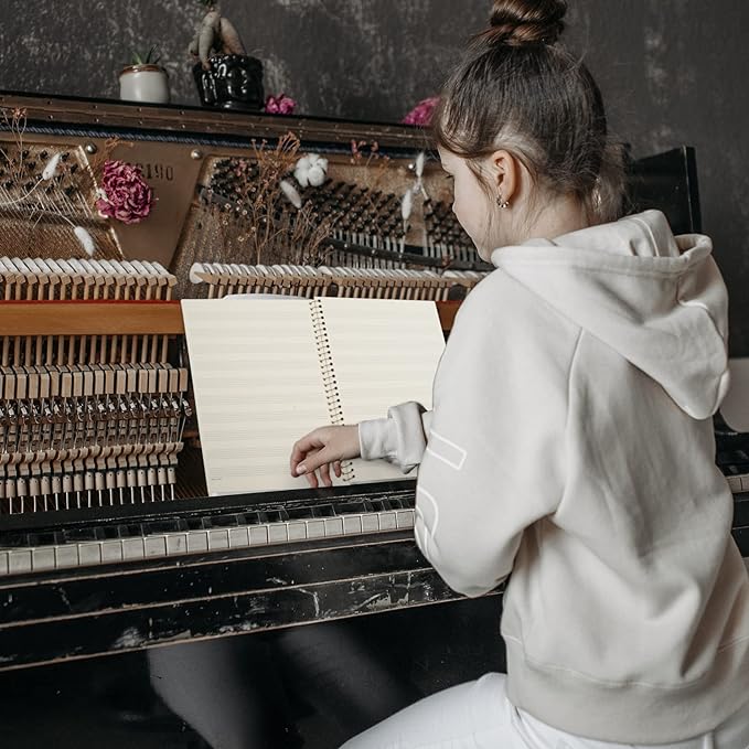 MAXCURY Blank Sheet Music Composition Manuscript Staff Paper Art Music Notebook Black 100 Pages 26x19cm (Wine/Fuchsia)