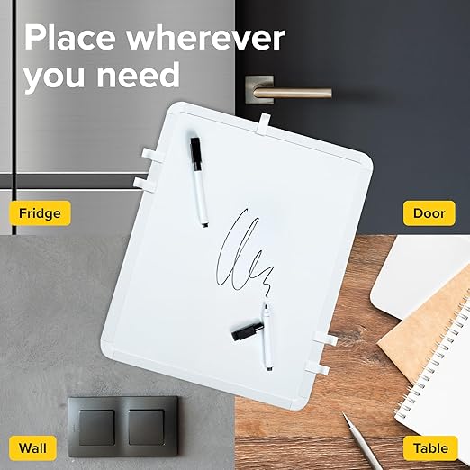 X-Bet Dry Erase Board, 14"x11", White & Modern Frame, Includes 5 Markers - Ideal for Kids, Students & Home Office