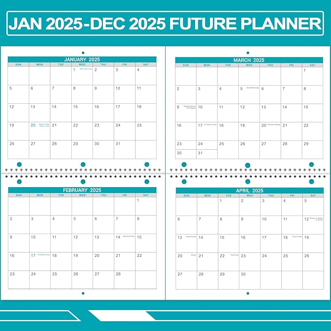2025 Wall Calendar - 2 Pack Monthly Wall and Desk Calendars, 12 Months Calendar from Jan 2025 - Dec 2025, 11"x 8.5", Wall Calendar 2025