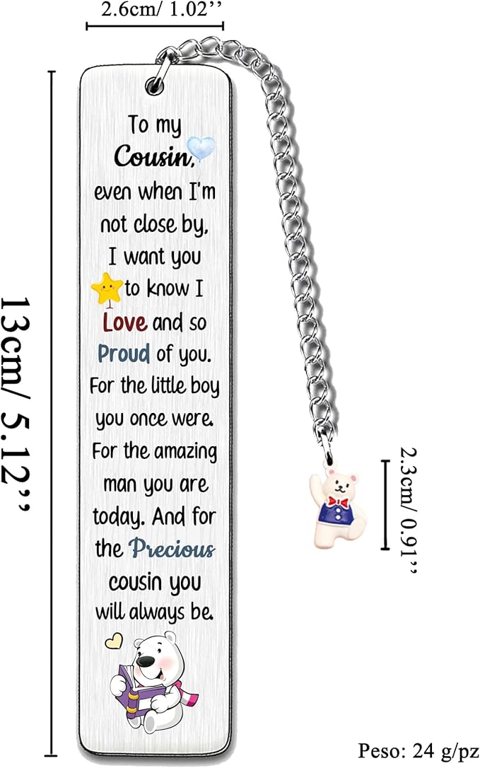 Cousin Bookmarks Birthday Gift Man Christmas Encouragement Bookmark Teens Graduation Distance Farewell Back to School Present Appreciate Reminder Go to University Love Proud You Keepsakes Cute Bear