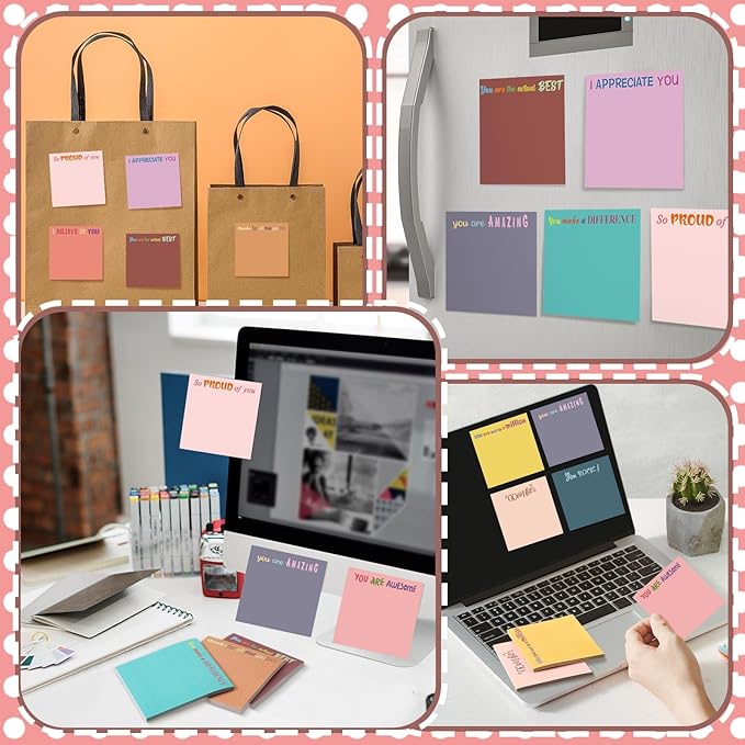 Yinder 24 Pcs Inspirational Sticky Notes with Lines Cute Motivational Sticky Notes Pad Employee Appreciation Gifts Bulk for Teacher Nurse Coworkers Office Supplies 3 x 3''(Vintage Style,Thank You)