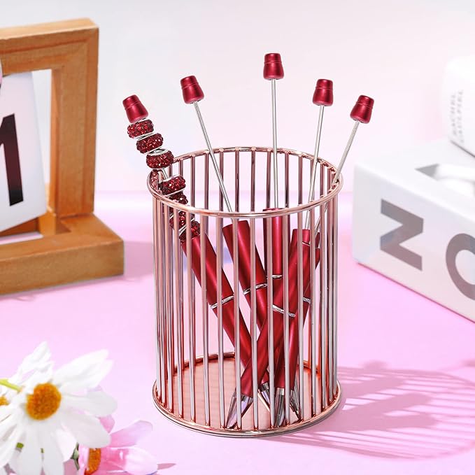 jiebor 30Pcs Red Beadable Pens Plastic Bead Pen Black Ink Ballpoint Pens Diy Pens Cute Cool Pens for Teacher Bridal Graduation Gift Office School Supplies