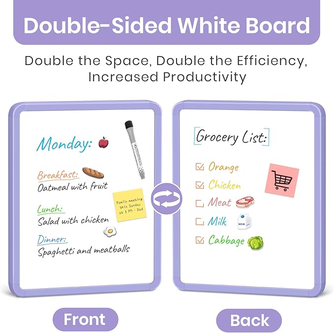 Small Double-Sided White Board Dry Erase Board For Wall, 14"x11" Hanging Whiteboard for Door, Mini Dry Erase Board with a black dry erase marker, Small Whiteboard for Kids Students, Back To School, Pu