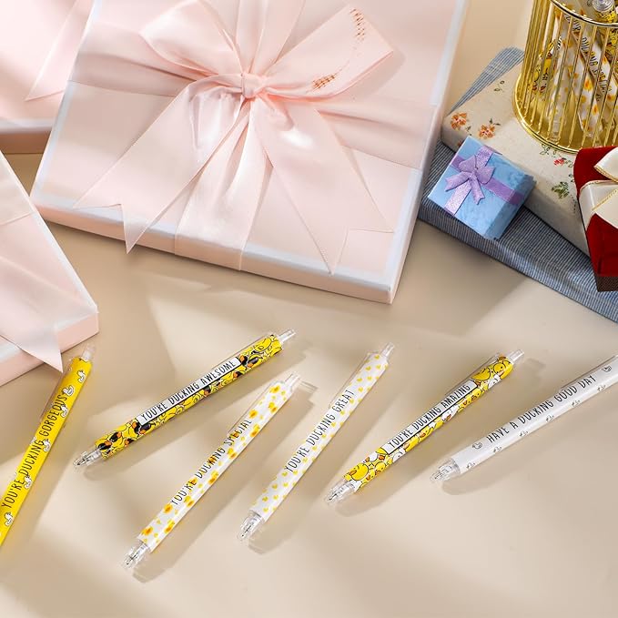 Jetec 60 Pcs Duck Pens Gifts Inspirational Cute Ballpoint Pens Bulk Motivational Employee Appreciation Gifts Black Ink for Duck Lovers Thank You Coworkers