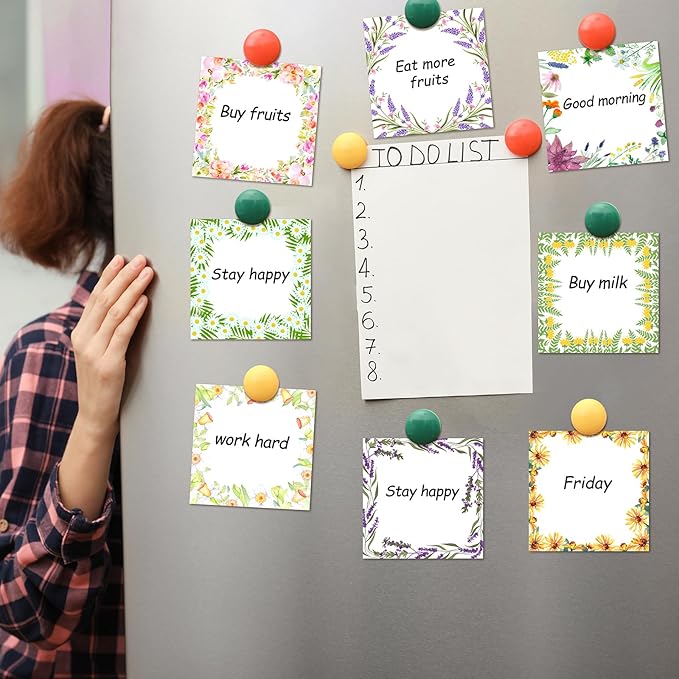 9 Pieces Spring Wreath Sticky Notes Flower Notes Pads Self-Adhesive Floral Sticky Memo Notes for Spring School Work Office Home Supplies Students Teachers Present