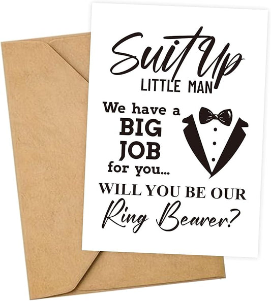 Ring Bearer Proposal Card, Will You Be Our Ring Bearer Card, Ring Bearer Request Card with Matching Envelopes.