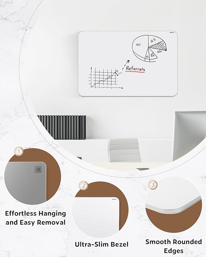 Deli Magnetic Dry Erase White Board, 35 x24 Inches, Silver Frame