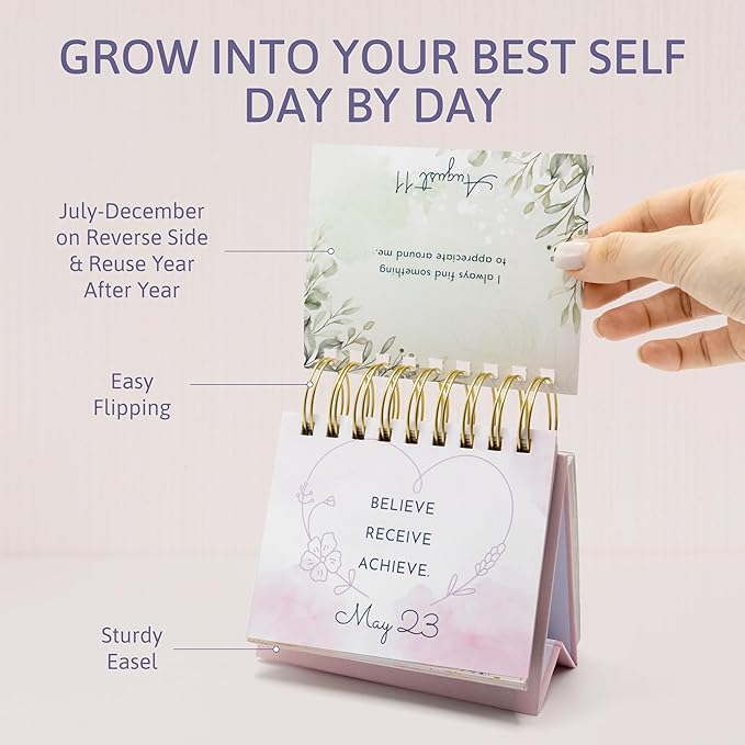Daily Affirmation Calendar, Undated Inspirational Desk Calendar, Inspirational Gifts for Women, Daily Affirmations for Women, Pink Gifts for Women, Daily Flip Calendar, Motivational Gifts for Women