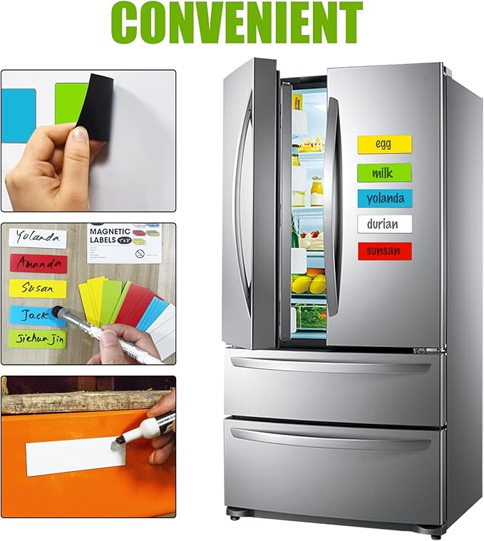 Dry Erase Big Magnetic Labels (4.8x3.2",Pack of 20),Large Write On Magnets Name Plates Sticker,Waterproof/Reusable for Refrigerator&Lockers&Whiteboard&Cabinet(Blue)