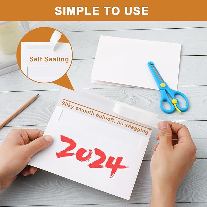 White Blank Greeting Cards with Envelopes 5 x 7 Heavyweight Folded White Cardstock and A7 Envelopes Printable Self Seal 20 Packs for Wedding Invitations, Birthday, Thank You Cards, Mailing