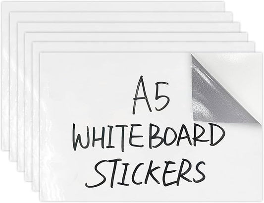 Dry Erase Board Sticker- Whiteboard Stickers-5.82''x8.27'' Removable Dry Erase Sheets- Fridge Magnetic Paper Alternatives for Desk/Refrigerator/Door/Home/Office/Classroom (White-6Pcs)
