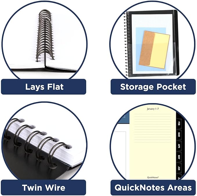 AT-A-GLANCE 2024 Weekly & Monthly Planner, 8" x 11", Large, QuickNotes, Black (7603520524)