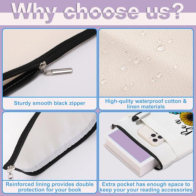 Inspirational Western Faith Christian Gifts Book Sleeve Book Cover Religious Cowgirl Accessories for Women Pastor BFF Friendship Christmas Birthday Book Lovers Gifts Book Protector with Zipper