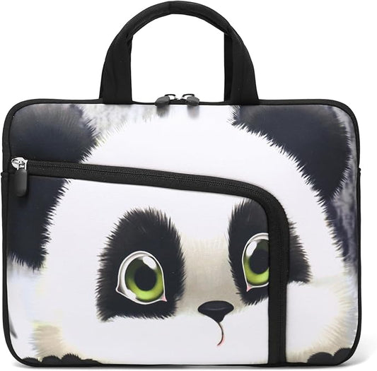 11.6 12 12.5 inch Laptop Sleeve Chromebook Case Ultrabook Case Notebook Sleeve Tablet Case Neoprene Handle Sleeve for Men Women, Two Pockets Fit Apple MacBook Air Samsung Acer HP DELL (Cute Panda)