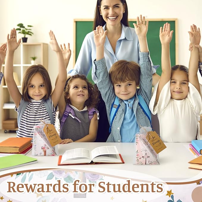 200 Pcs Bible Verse Sets Church Christian Gift Include 50 Scripture Notebooks 50 Bible Bamboo Pens 50 Thanks Tags 50 Organza Bags for Women Man Christian Party Gifts(Colorful,Floral)