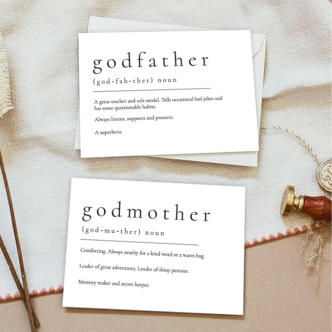 Will You Be My Godparents, God Parent's Proposal Cards Gifts with Envelope, Cute Gifts for Godparents On Wedding Day.(Godfather/Godmother A)