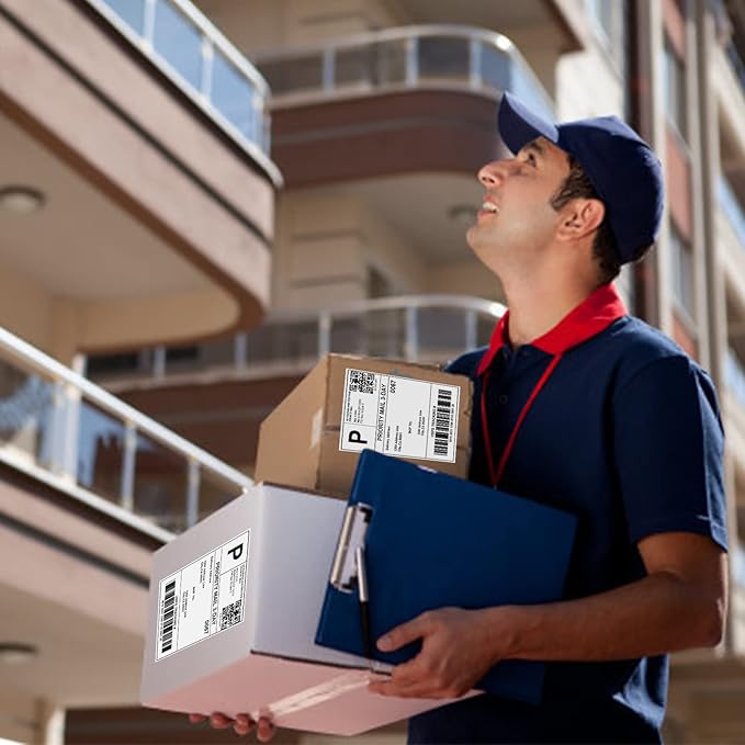 Misofuki 4x6 1 Stack 1000 Labels Fanfold Direct Thermal Shipping Labels Compatible with Rollo, MUNBYN, Zebra, Fargo Label Printer, Permanent Adhesive White Commercial Grade Labels for Thermal Printers