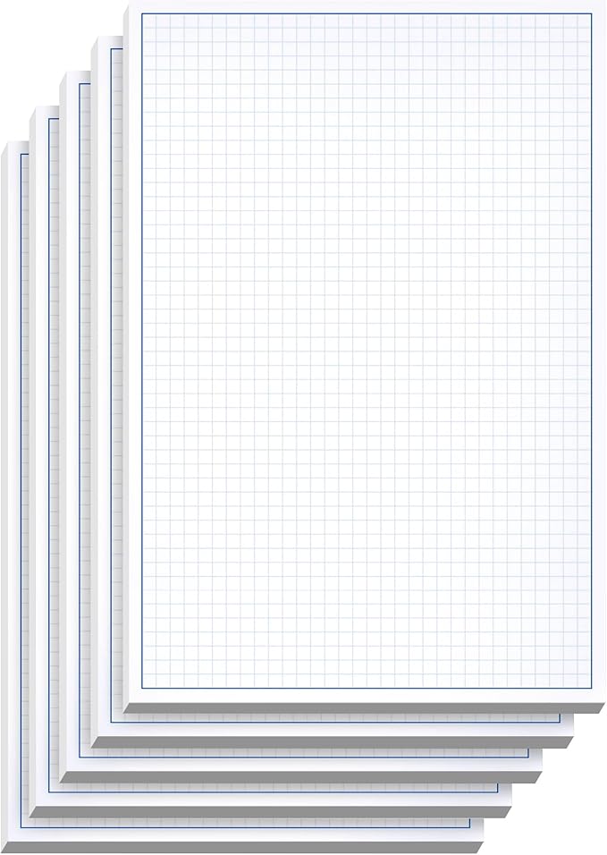Graph Paper Pad for Blueprint Drawings, Drafting, Engineering Drawing, and Planning - Graph Paper 8.5x14 Blueprint Quadrille Grid Paper Pads with Blue Lines, High Brightness 50 Sheets (5-Pack)
