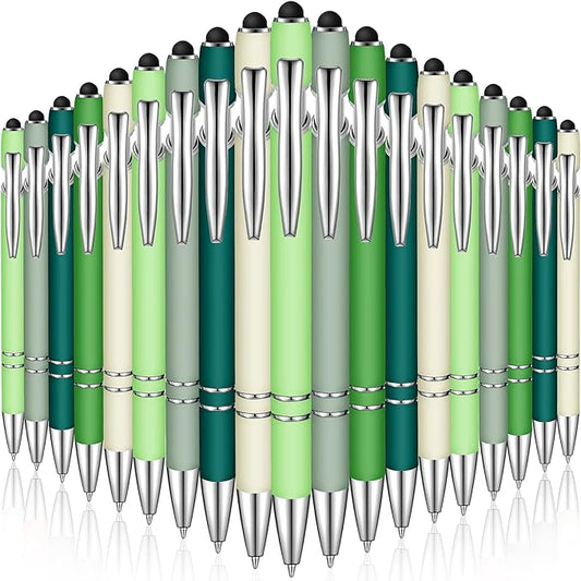 Zonon 38 Pieces Rubberized Ballpoint Pen with Stylus Tip Stylish Metal Pen Capactive Styli with Soft Rubberized Grip, Black Ink for Most Devices(Charming Colors)