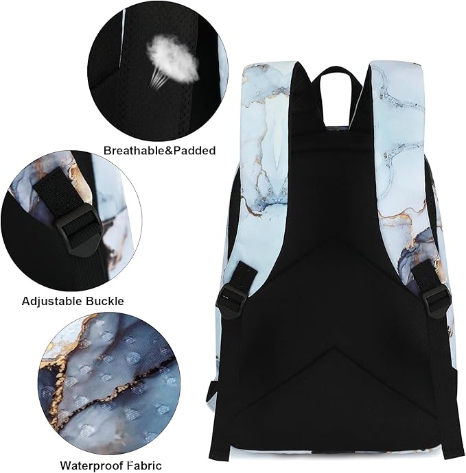 Marble School Backpack for Teens Girls, Womens College Bookbags Laptop Backpacks