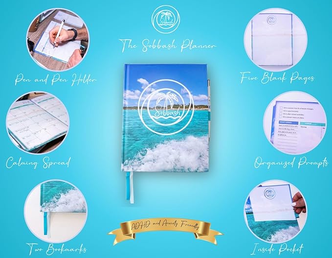 Planner: Calm & Focused for Busy Parents (or Adults). ADHD & Anxiety Friendly. Full-Color Pages, Vertical Layout, Time-Blocking, Pocket, Pen & Holder Included.