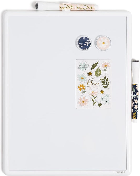 U Brands Contempo Magnetic Dry Erase Board Kit, Set of 19, 11”x14”, Fall Floral, Includes Magnets, Markers
